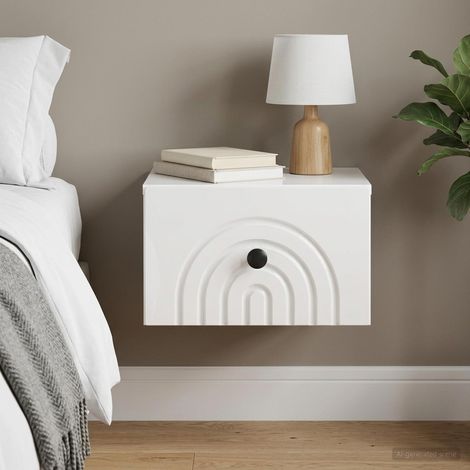 vidaXL Mesita de Noche de Pared con cajón Brillante 33 x 34,5 x 20 cm (1/5)