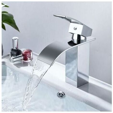 robinet de lavabo cascade. robinet de salle de bain en laiton. robinet de lavabo avec grand bec (1/4)