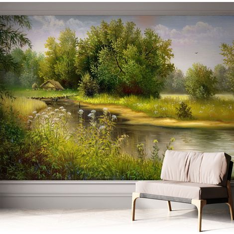 Papier peint autocollant adhésif avec imprimé motifs uniques apparence moderne Paysage rural 312x219 cm (1/5)