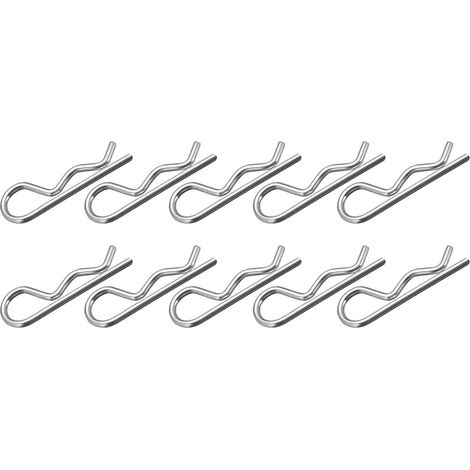 Clavette Goupilles (1.8mm x 32mm) 20pcs, Argent Tone Carbone Acier R Forme Ressort Agrafe Axes pour Attelage Axe Serrure Systèmes (1/5)