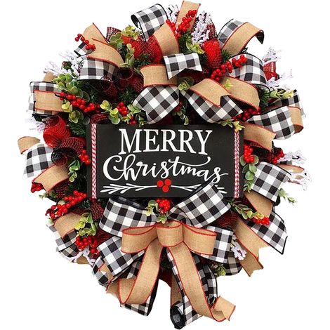 Couronne De Noël - 25 Cm - Branches De Sapin De Crestwood - Baies Et Cônes - Pour Porte D'Entrée - 1 Pièce (1/5)
