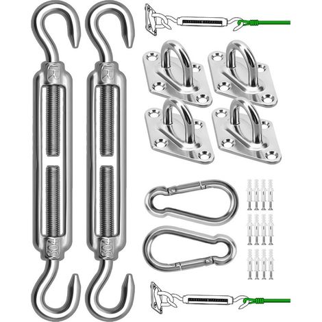 Kit de matériel de voile d'ombrage de 12,7 cm en acier inoxydable 304 pour voiles d'ombrage rectangulaires et triangulaires de jardin, accessoires de fixation de voile d'ombrage robustes, ensemble de (1/5)
