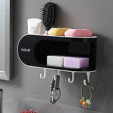 Schwarzer Seifenspender fürs Badezimmer mit rutschfestem WC-Sitz und wasserdichter Aufbewahrungsbox – Badezimmeraccessoires (1/5)