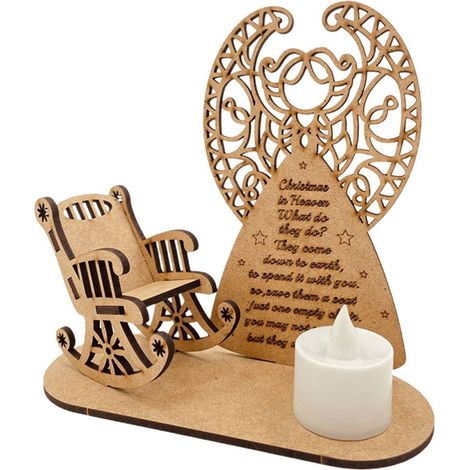 Ornement Commémoratif - Support À Bougie En Bois Avec Fauteuil Balançoire - Décoration De Noël Pour Se Souvenir Des Êtres Chers - 1 Pièce (1/5)