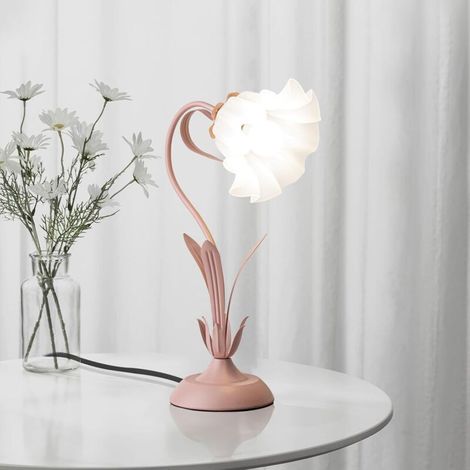 Lampe de chevet fille rose col de cygne avec abat-jour muguet, intensité réglable pour lecture, marque ACKERMAN (1/3)