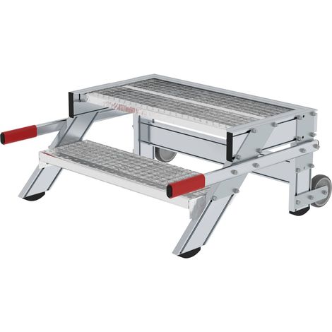 Günzburger Steigtechnik Plate-forme de travail mobile Largeur de marche 0,8 m Grille en acier 2 marches - 050434