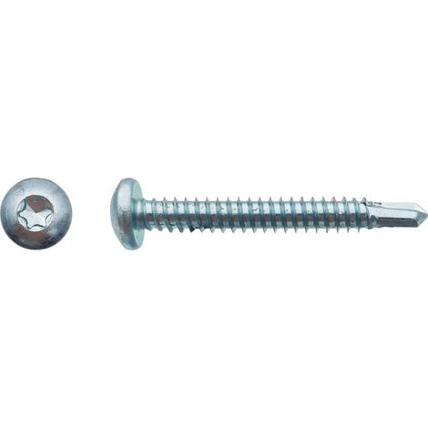 250 Vis Autoperceuses Tête Cylindrique Torx 6.3 x 38 mm - Zingué blanc - D-Work