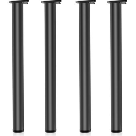 Wiltec Edelstahl Tischbein Set, schwarz, 4 Möbelfüße Ø 60 mm und mit verstellbarer Länge 710-740 mm, bis 200 kg Tragkraft (1/5)
