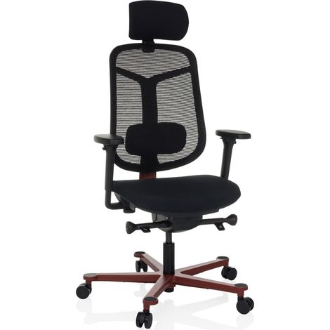 Bürostuhl / Chefsessel BICOLORE HIGH Netzstoff / Stoff schwarz / Gestell rot hjh OFFICE (1/5)