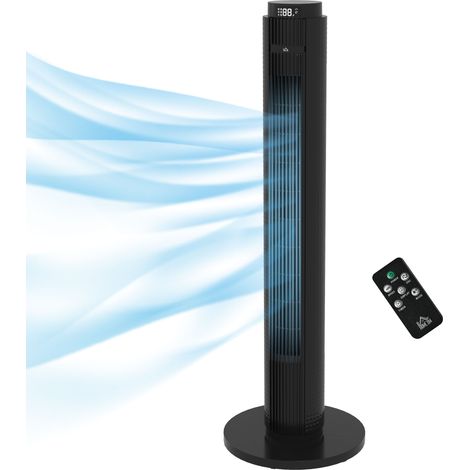 HOMCOM Ventilatore da Terra con Timer e Telecomando in ABS Ø31.5x96 cm Nero