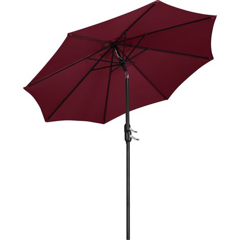 Yaheetech Ombrellone da Giardino Inclinabile con Manovella in Alluminio e Poliestere Impermeabile Anti UV da Esterno Spiaggia Terrazze Bar Balcone ø 270 x 240 cm Rosso Borgogna