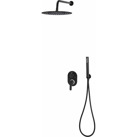 vidaXL Sistema de ducha acero inoxidable 201 negro (1/4)
