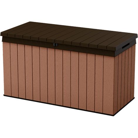 KETER Arcón exterior jardín DARWIN 150G 570 L apariencia madera resina ultra resistente Tecnología EVOTECH 142.5x65.3x78.2 WxDxH cm (1/9)