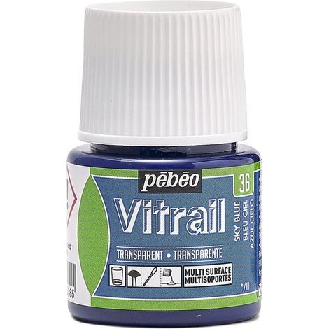 Peinture Vitrail - Pébéo - Bleu ciel - 45ml - Transparent - Brillant (1/4)