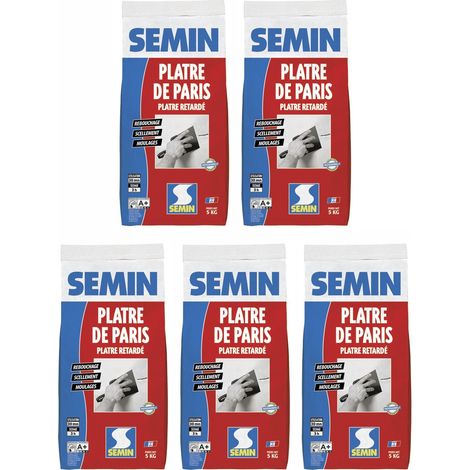 Lot de 5 pâtre de Paris pour moulages, scellements et rebouchage Semin - intérieur - sac de 5 kg (1/5)