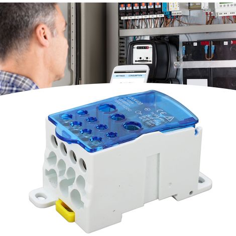 UKK400 C45 Boîte de jonction unipolaire de type rail DIN, répartiteur modulaire, 690 V 400 A, bleu. (1/5)