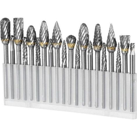 Lot de 20 fraises en carbure de tungstène super dures. outil rotatif. poignée de 1/8".compatible avec les accessoires de sculpture sur bois Dremel (1/5)