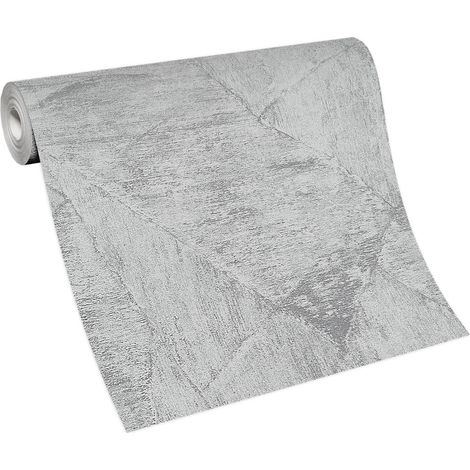 BRICOFLOR Papier Peint imitation pierre gris Tapisserie intissé graphique pour chambre, salon & plus Papier Peint effet pierre gris (1/4)
