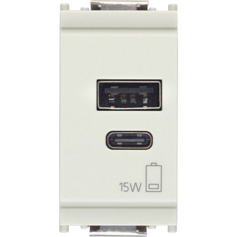 VIMAR - 16292.AC.15.B Alimentatore USB A+C 5V 3A 15W 1M bianco