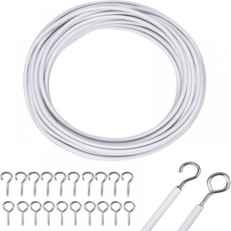 10m White Curtain Cord Curtain Cord with Hook and Curtain Eyelet Curtain Cord for Curtain Rod Net Curtain Hanging Curtain Fixing Accessories (1/5)