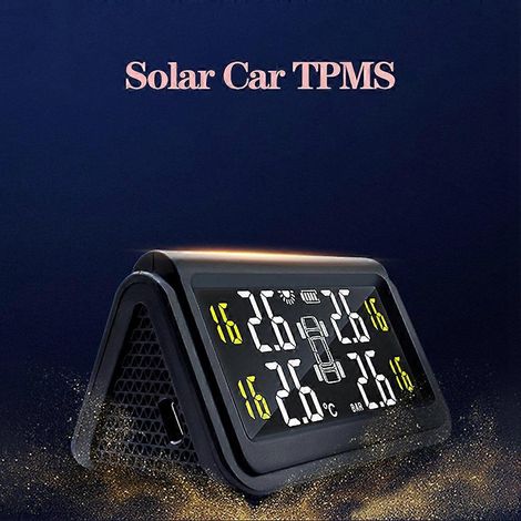 Système de surveillance de la pression des pneus sans fil solaire (TPMS), dispositif d'alarme de sécurité automobile, affichage numérique couleur avec 4 capteurs (1/5)