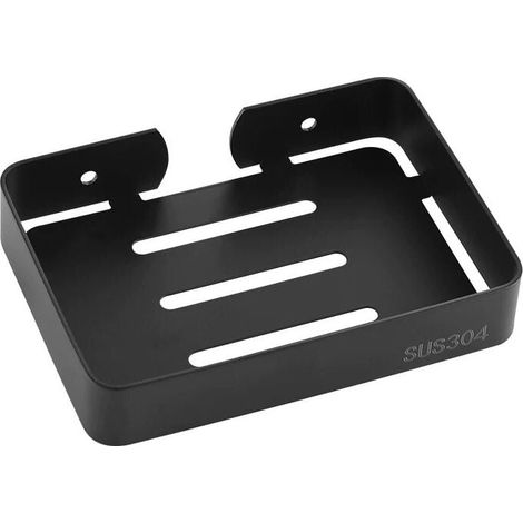 Schwarze, wandmontierte Seifenschale aus Edelstahl mit Schrauben, robust, für Stückseife, elegante Seifenschale für Dusche, Badezimmer, Küche, Waschbecken und Badewanne. (1/4)