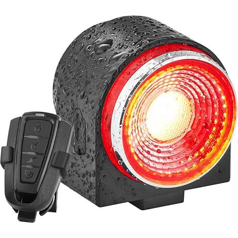 Alarme vélo feu arrière USB rechargeable ultra lumineux, éclairage intelligent détection freinage antivol, télécommande incluse, étanche IPX65 LED stop arrière vélo (1/5)