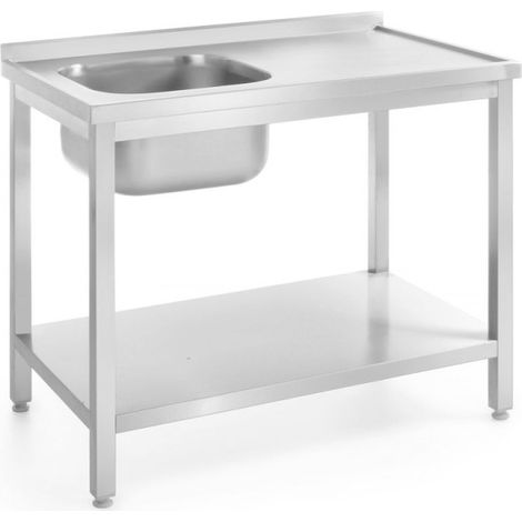 Table d'évier avec étagère - vissée, profondeur 600 mm - Ref 812631 - 60x100xH89 cm - Hendi