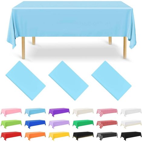 Lot de 3 nappes jetables Bleu clair 137x274 cm imperméables pour fêtes