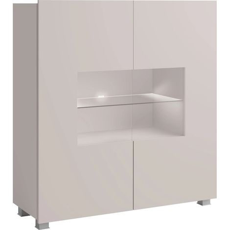 Aparador Remus, Cachemira, 107x100cm, Número de puertas: 235cm, Aglomerado laminado, Vidrio templado, LED (1/5)