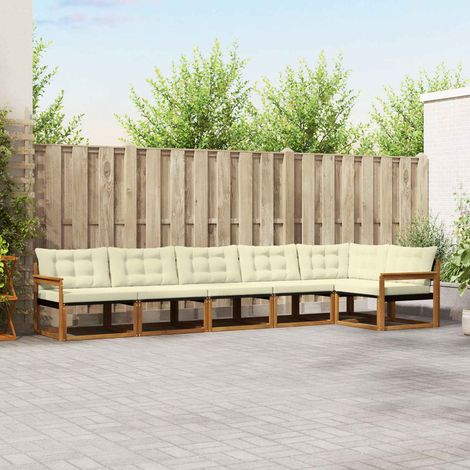 vidaXL Set di divani da esterno con cuscino 6 pcs Naturale e (1/5)