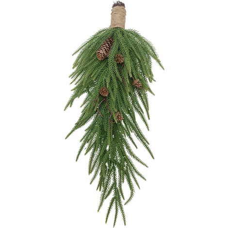 Künstlicher Weihnachtsschmuck aus Norfolk-Kiefer, künstliche tropfenförmige Kieferngirlande für die Tür, grün (1/2)