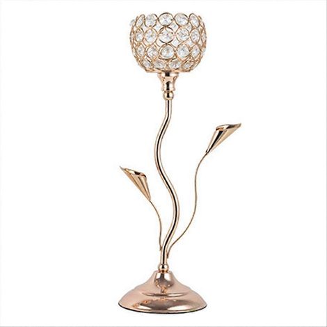 Bougeoir en cristal doré, chandelier en fer en forme de fleur, L (1/5)