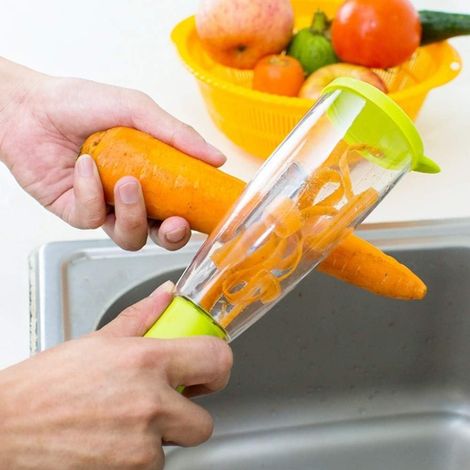 éplucheur légumes avec récipient, éplucheur en Acier Inoxydable Ultra Tranchant, éplucheur de Julienne Lavable au Lave-Vaisselle pour légumes, (1/3)