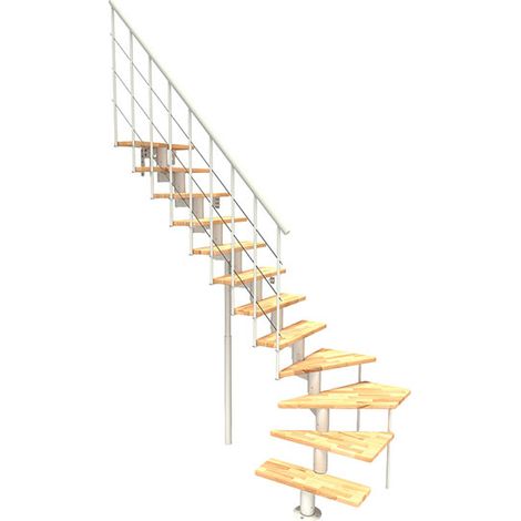 Scala quarto di giro 14 gradini - Altezza raggiungibile 2.97 a 3.60m - Larghezza 80cm - Nero e faggio - COMFO-L-SBMHET-14