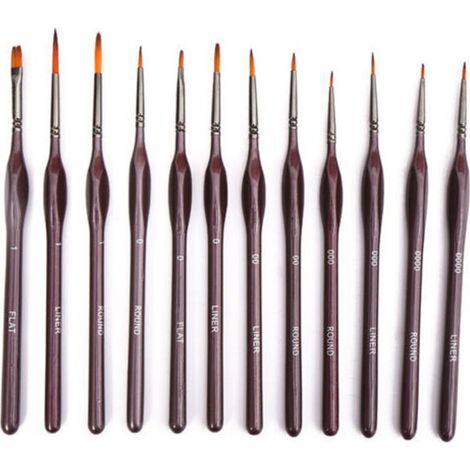 12 pinceles finos para pintura, pinceles miniatura profesionales para acrílico y óleo. (1/5)