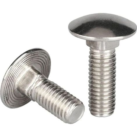 CSPARKV (10×3×3cm)(M6x12)Générique Grandes vis à tête ronde et plate en acier inoxydable 304, boulons à col carré M6 for chariot de caisse, 10 pièces (1/4)