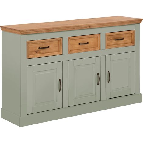 SelmaBuffet avec 3 portes et 3 tiroirs en pin vert (1/5)