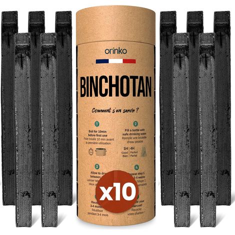Binchotan Charbon Actif Eau x10 pour Carafe, Fontaine et Gourde