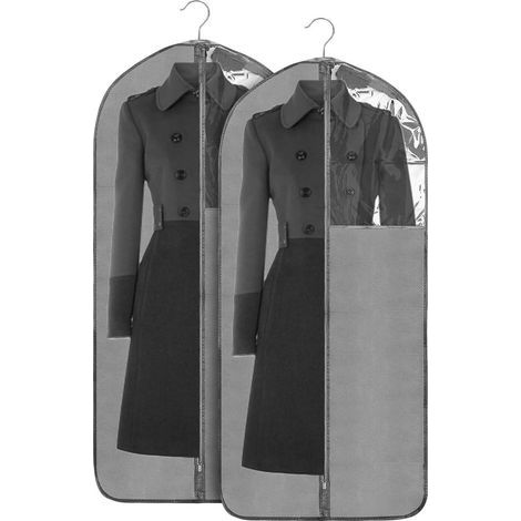 Grey - 24'' x 53'' (135 x 60 cm), foldable dress cover, 2 piece protective cover for long skirts, dresses, coats, with transparent and dustproof window. (1/5)