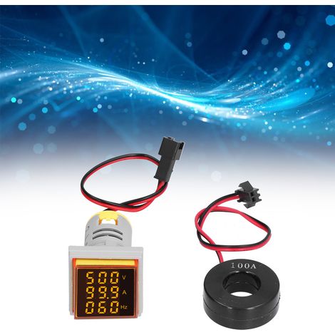 ST17VAH Quadratisches LED-Digitaldisplay: Wechselspannung, Stromstärke und Frequenz, drei Kontrollleuchten, 60–500 V AC, 0–100 A, gelb (1/5)