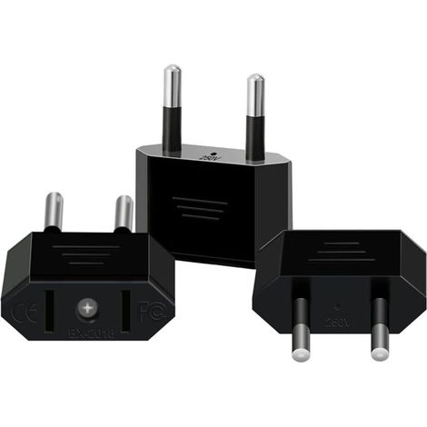 【3 pièces】 Adaptateur Prise USA vers France,Adaptateur Prise USA France,Prise USA vers 2 Broches Euro France, Allemagne, Espagne,Adaptateur USA vers France pour appareils avec Alimentation US (1/5)