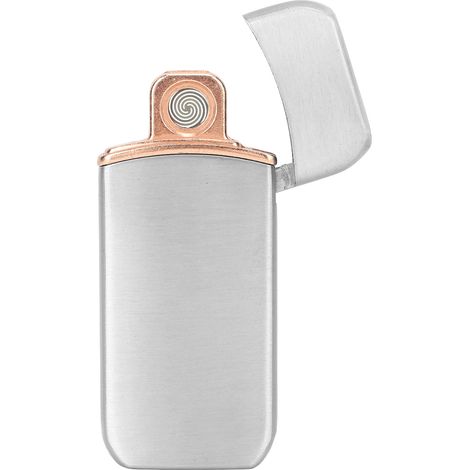 Briquet électrique d'extérieur coupe-vent sans flamme, rechargeable par USB double face, argenté (1/5)