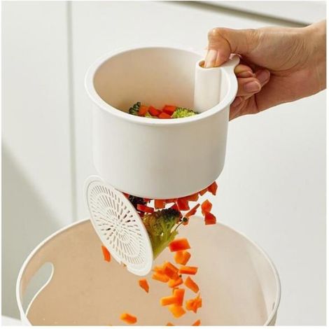 Panier d'évier à presser automatique pour évier de cuisine, auto-nettoyant pour évier de cuisine, récupérateur de déchets,Blanc (1/5)