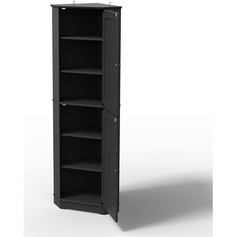 Buffet 42 x 42 x 166 cm meuble d’angle rangement 2 portes étagères réglables (1/5)
