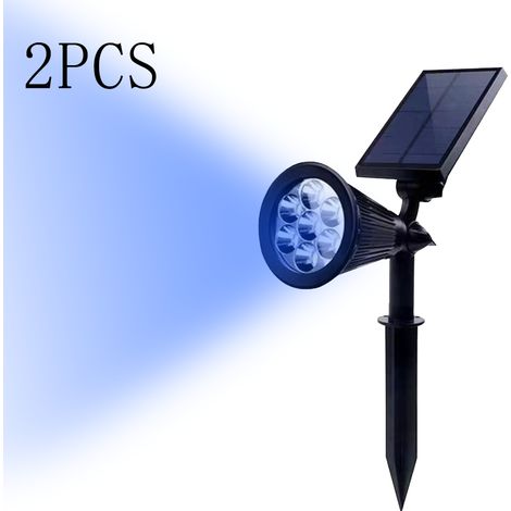 Lampes solaires d'extérieur, appliques murales pour jardin et allée, lot de 2, bleues (1/4)