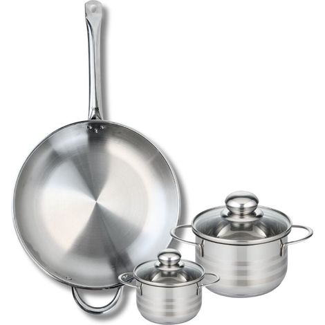 Ensemble de 1 Poêle de cuisson 32 cm et 2 faitouts 12 et 16 cm Elo Profi Brillant (1/5)