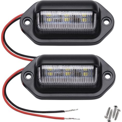 2 lampes LED de plaque d'immatriculation, 12V-24V DC Waterproof 6-SMD License Plate Lamp Taillight, pour camion SUV Trailer Van RV Boats comme Step Courtesy Light, Dome/Cargo Lights or Under Hood Ligh (1/5)