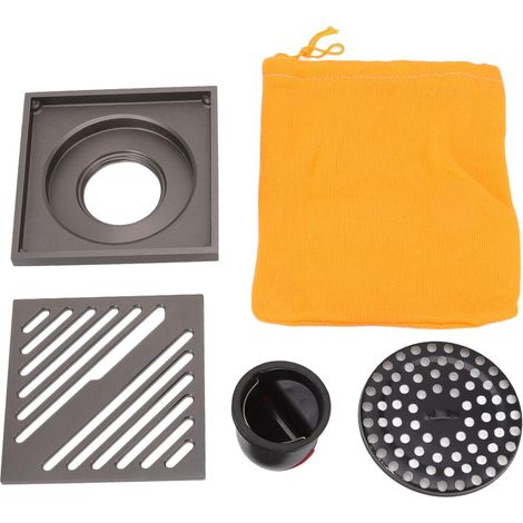 Scarico doccia quadrato extra spesso in acciaio inox, grigio, per bagno e cucina. Accessori per la casa e la cucina. (1/5)