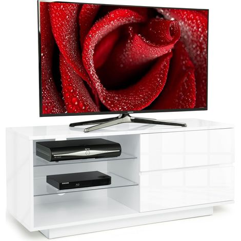 Centurion Gallus High Gloss White with 2-White Drawers & 3-Shelf 26"-55" LED/OLED/LCD TV Cabinet - Assembled (1/5)